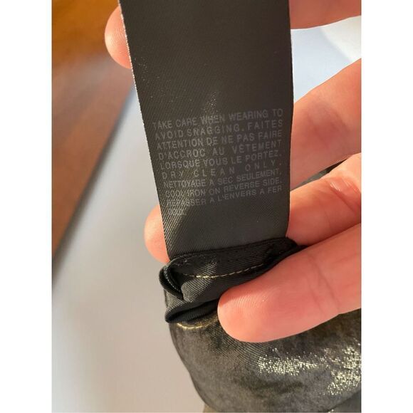 All Saints Gold Lame’ Box Style Top. Cold Shoulder Cut Outs, Raw Hems. Size 0 - Picture 7 of 10